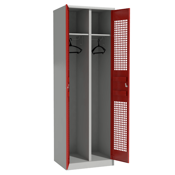 секционный шкаф для раздевалок с цветными перфорированными дверцами фото