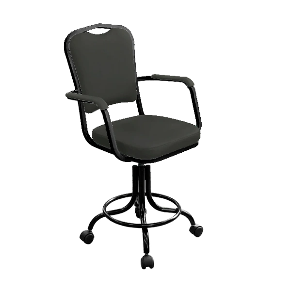 кресло лабораторное на винтовой опоре серое кр02-1 каркас черный фото