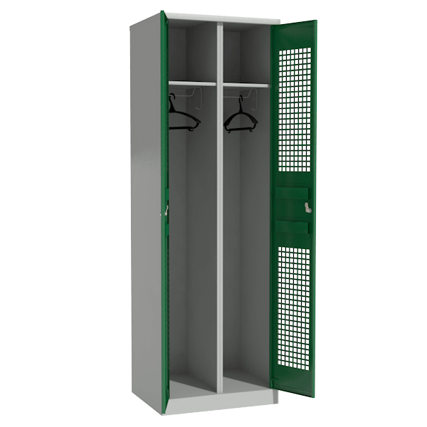 секционный шкаф для раздевалок с цветными перфорированными дверцами фото