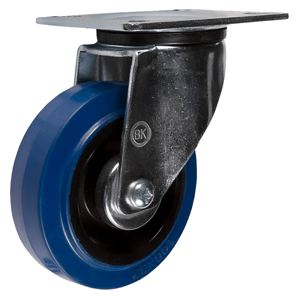 колесо аппаратное синяя эластичная резина поворотное 100 мм фото