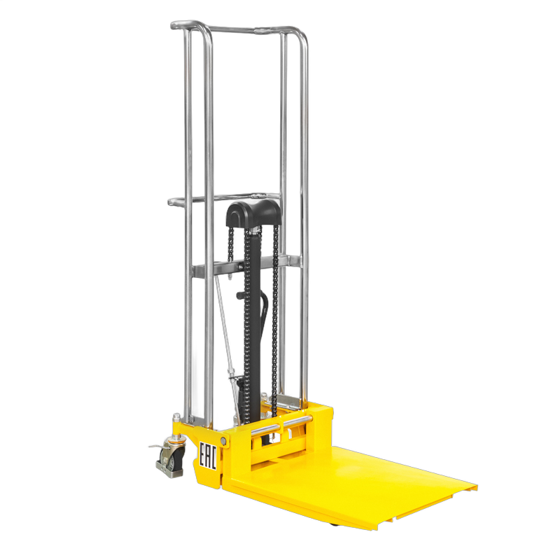 штабелер гидравлический pj4150 (400 кг; 1,5 м; с вилами и площадкой) smartlift