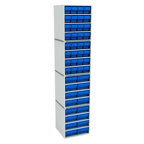 стационарная кассетница на 4 яруса синие лотки фото