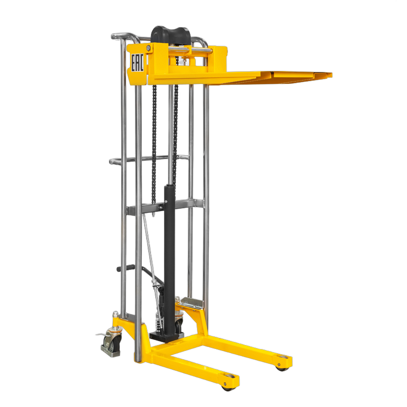 штабелер гидравлический pj4150 (400 кг; 1,5 м; с вилами и площадкой) smartlift