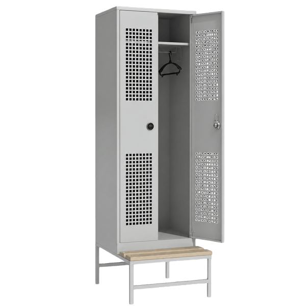 шкаф 2030x600x770 перфорированный со скамьей с электронным замком