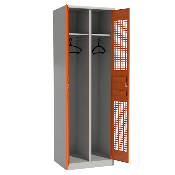 секционный шкаф для раздевалок с цветными перфорированными дверцами фото