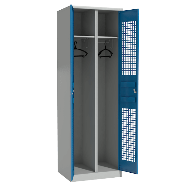 секционный шкаф для раздевалок с цветными перфорированными дверцами фото