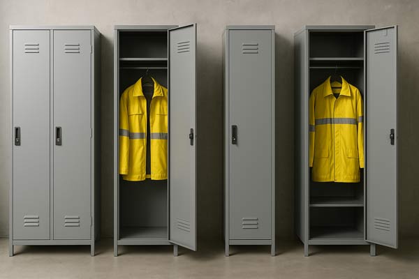 Металлический шкаф для спецодежды в раздевалке