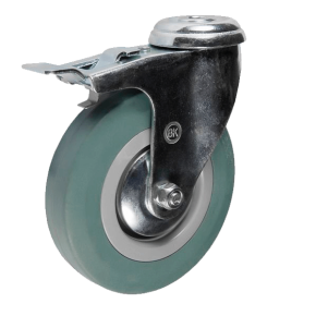 колесо аппаратное (с креплением под болт и тормозом) 75 мм фото