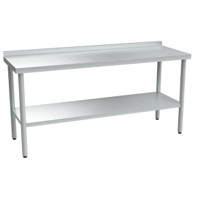 стол из нержавеющей стали кухонный с бортом 870x1800x600 фото
