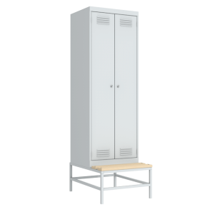 шкаф для одежды на подставке с деревянной скамьей фото