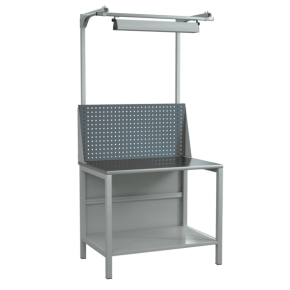 верстак 1000 с экраном, полками и светодиодным светильником фото