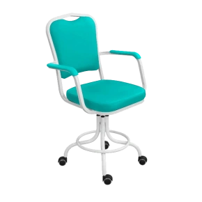 кресло лабораторное на винтовой опоре зеленое кр02-1 каркас белый фото