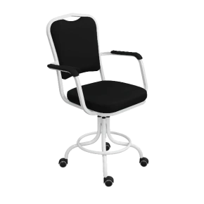 кресло лабораторное на винтовой опоре черное кр02-1 каркас белый фото