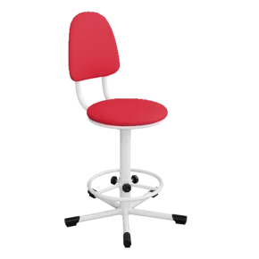 кресло на винтовой опоре красное кр02 каркас белый фото