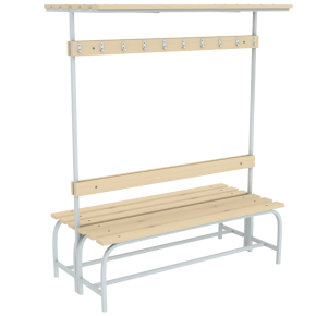 скамья спортивная двухсторонняя с полкой для головного убора фото