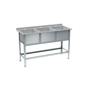 ванна моечная с бортом 3 раковины 870x1490x580 фото