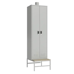цельносварной шкаф для одежды с вытяжкой на подставке со скамьей и электронным замком фото