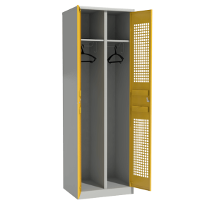 секционный шкаф для раздевалок с цветными перфорированными дверцами фото