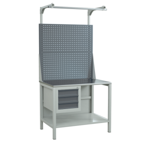 верстак 1000 с тумбой с 3 выдвижными ящиками и двойным экраном фото