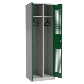 секционный шкаф для раздевалок с цветными перфорированными дверцами фото