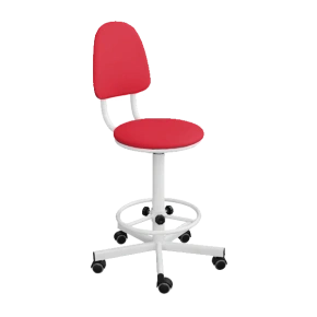 кресло на винтовой опоре красное кр02/к каркас белый фото