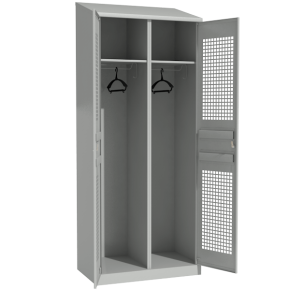 Шкафчик раздевальный с перфорированными дверьми со скошенной крышей