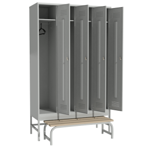 раздевальный шкаф для хранения одежды с выдвижной скамьей фото