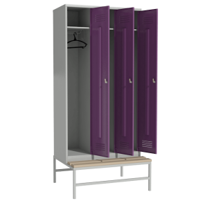 цветной шкаф для раздевалки с выдвижной скамьей фото