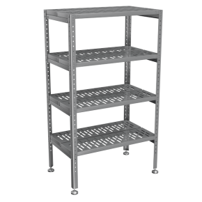 стеллаж из нержавеющей стали с перфорированными полками 1600 мм фото