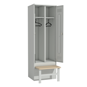 шкаф для одежды 2-х створчатый со складной скамьей (верх липа) фото