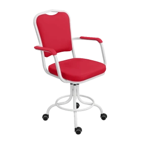 кресло лабораторное на винтовой опоре красное кр02-1 каркас белый фото