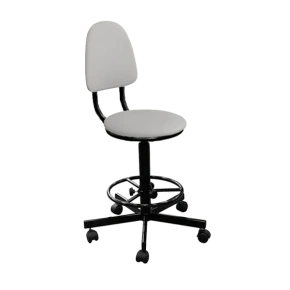 кресло на винтовой опоре белое кр02/к каркас черный фото