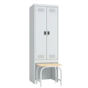 шкаф для одежды двухстворчатый с выдвижной скамьей с электронным замком фото