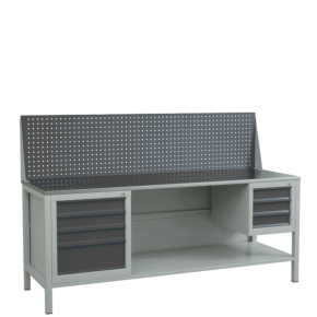 верстак 2000 с экраном и 2 тумбами с выдвижными ящиками фото