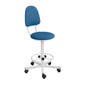 кресло на винтовой опоре синее кр02/к каркас белый фото