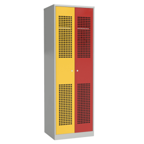 секционный шкаф для раздевалок с цветными перфорированными дверцами фото