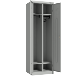 шкаф для раздевалок двустворчатый металлический с полкой под обувь фото