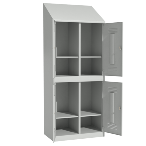 шкаф для раздевалок 4-х секционный с наклонной крышей фото