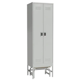 металлический шкаф для одежды на подставке со скамьей и электронным замком фото