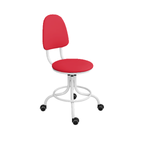 кресло на винтовой опоре красное кр01 каркас белый фото