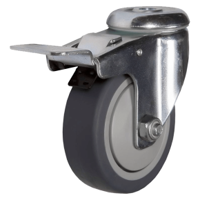 колесо аппаратное термопластичная резина под болт с тормозом 125 мм фото