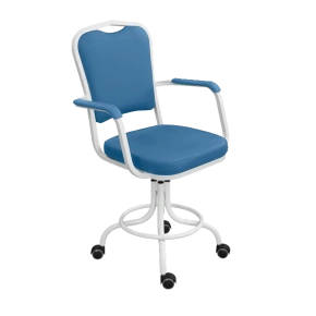 кресло лабораторное на винтовой опоре синее кр02-1 каркас белый фото