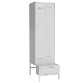 гардеробный шкаф для раздевалок на подставке с ящиком фото