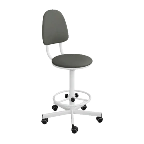 кресло на винтовой опоре серое кр02/к каркас белый фото