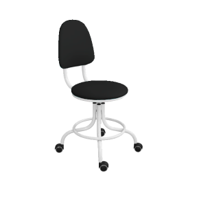 кресло на винтовой опоре черное кр01 каркас белый фото