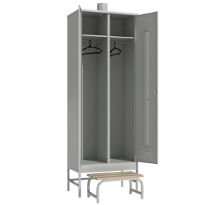 шкаф для одежды рабочего с принудительной вентиляцией с выдвижной скамьей фото