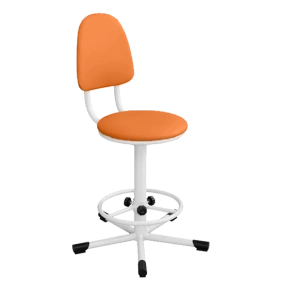 кресло на винтовой опоре оранжевое кр02 каркас белый фото