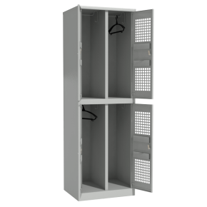 металлический шкаф в раздевалку с перфорированными дверьми фото