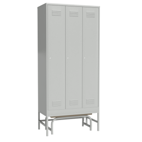 железный шкаф для раздевалки с выдвижной скамьей фото