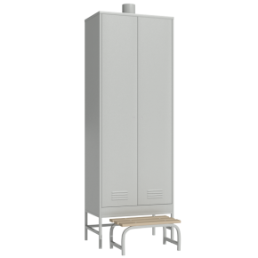 металлический шкаф для одежды с вытяжкой и выдвижной скамьей фото